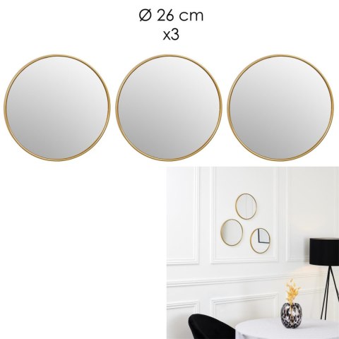 Zestaw 3 luster Toronto złotych, okrągłych 26cm
