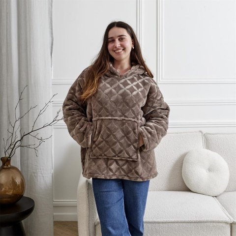Bluza ocieplana z kapturem/ snuddie brązowa