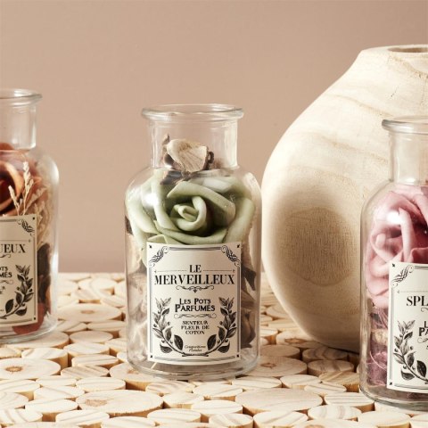 Szklany słój 12cm z pot pourri zielone