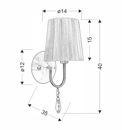 SORENTO LAMPA KINKIET 1X40W E14 CHROM ABAŻUR CZARNY
