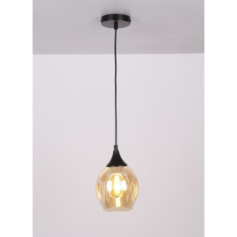 Aspa lampa wisząca czarny 1x40w e27 klosz brązowy
