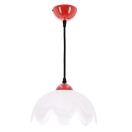 Lampa wisząca COLORI z białym kloszem i czerwonym akcentem- nowoczesne oświetlenie do wnętrz