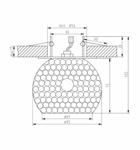 SK-74 CH/AM G9 CHROM OPR. STROP. DEKORACYJNA 1X40W G9 KRYSZT. BURSZTYNOWY