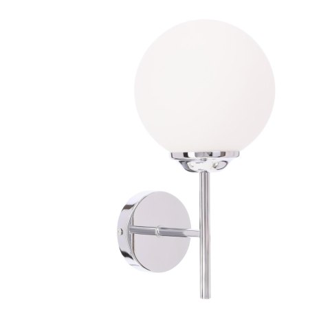 BELWEDER kinkiet ścienny 1x40W E14 chromowana oprawa biały klosz elegancki klasyczny styl glamour do salonu sypialni korytarza n