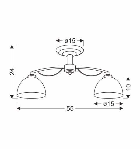 FILONA LAMPA SUFITOWA CHROMOWY 2X40 E27 KLOSZ BIAŁY