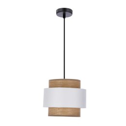 Forni lampa wisząca sufitowa 1x40W E27 czarna oprawa abażur biały i orzechowy do salonu sypialni jadalni nowoczesna klasyczna