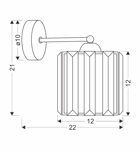 GLASSIA LAMPA KINKIET CZARNY 1X40 E27 KLOSZ CZARNY+KRYSZTAŁY BEZBARWNE