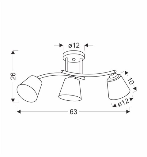 GRECO LAMPA SUFITOWA CZARNY+ZŁOTY 3X40 E27 KLOSZ BIAŁY