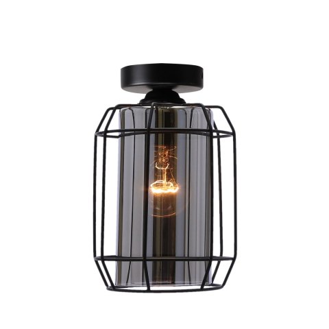 Jonera lampa sufitowa czarny 1x40w e27 klosz dymiony
