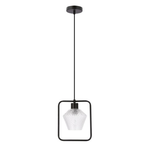 NIKO LAMPA WISZĄCA CZARNY 1X40W E27 KLOSZ BEZBARWNY KARBOWANY