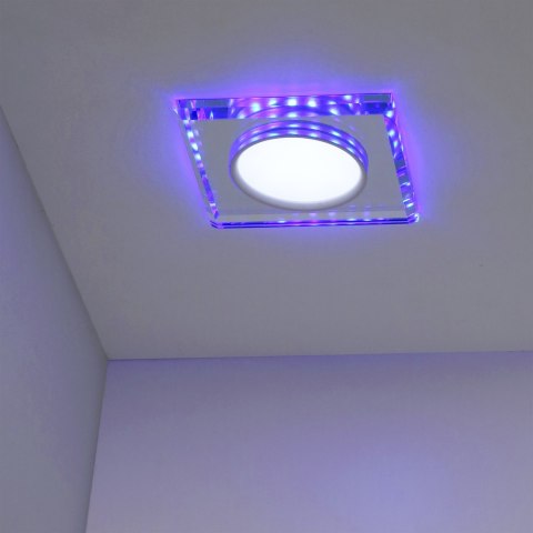 SSP-22 CH/TR+BL 8W LED 230V RING LED NIEBIESKI oczko sufitowe lampa sufitowa STAŁA KWADRATOWA SZKŁO TRANSPARENTNE
