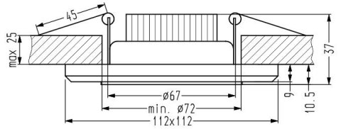 SSP-22 CH/TR+WH 8W LED 230V RING LED BIAŁY oczko sufitowe lampa sufitowa STAŁA KWADRATOWA SZKŁO TRANSPARENTNE