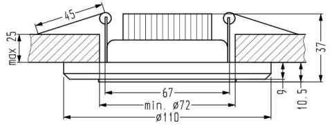 SSP-23 CH/TR+BL 8W LED 230V RING LED NIEBIESKI oczko sufitowe lampa sufitowa STAŁA OKRĄGŁA SZKŁO TRANSPARENTNE