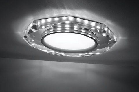 SSP-24 CH/TR+WH 8W LED 230V RING LED BIAŁY oczko sufitowe lampa sufitow OŚMIOKĄTNA SZKŁO TRANSPARENTNE