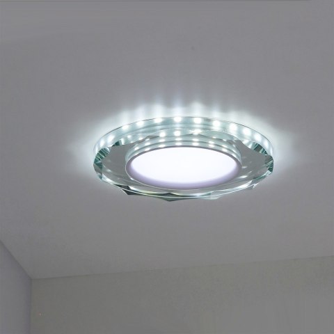 SSP-25 CH/TR+WH 8W LED 230V RING LED BIAŁY oczko sufitowe lampa sufitowa OKRĄGŁA SZLIF SZKŁO TRANSPARENTNE
