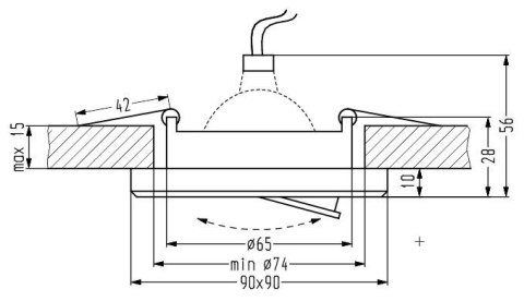SSU-13 CH/WH MR16 CHROM oczko sufitowe lampa sufitowa KWADRATOWA SZKŁO BEZBARWNE