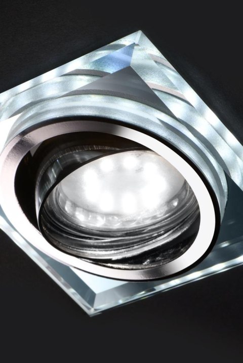 SSU-22 CH/TR+WH GU10 50W+LED SMD 2 1W BIAŁY 230V CHROM oczko sufitowe lampa sufitowa.KWADRATOWA UCHYLNA SZKŁO TRANSPARENTNE