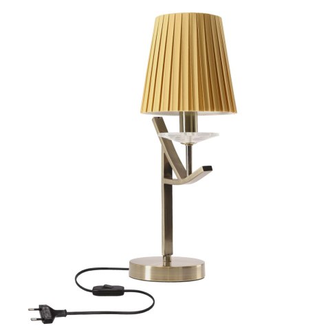 VITORIA lampa stołowa dekoracyjna 1x40W E14 patynowa podstawa miodowy abażur klasyczna elegancka do salonu sypialni gabinetu sto