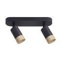 Conti lampa sufitowa 2x15W GU10 czarny metal klosze czarne z drewnem reflektory nowoczesna oprawa oświetleniowa salon sypialnia 