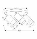 Conti lampa sufitowa plafon 3x15W GU10 czarny metal klosze czarne z drewnem nowoczesna oprawa oświetleniowa salon kuchnia sypial