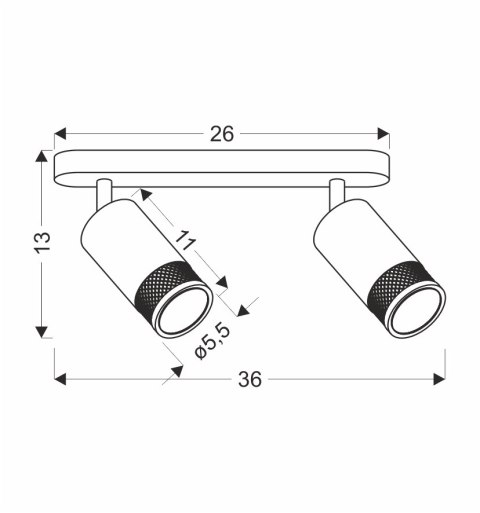 Flin lampa sufitowa listwa czarny 2x15W GU10 klosz czarny+złoty