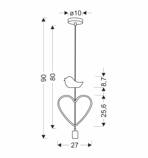 HEART B LAMPA WISZĄCA 1X20W E27 IQ KIDS RÓŻOWY