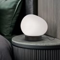 Lampa stołowa STONES minimalistyczna - biały klosz 30 cm w kształcie kamienia - skandynawska lampka na stolik nocny E27