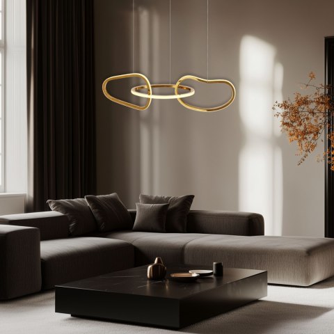 Lampa wisząca ANNELI elegancka - złota nieregularna forma 125 cm - designerska lampa salonu i jadalni LED 3000K