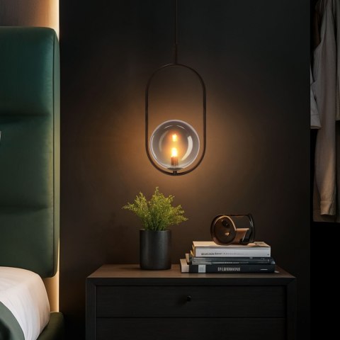 Lampa wisząca CORDEL elegancka - czarna z grafitowym kloszem kulką - nowoczesne oświetlenie salonu i łazienki 1x G9 LED