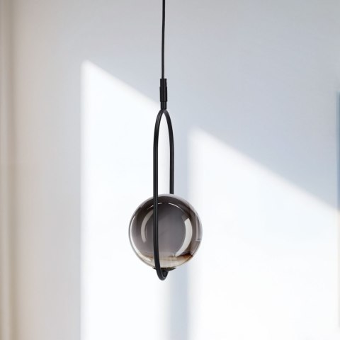 Lampa wisząca CORDEL elegancka - czarna z grafitowym kloszem kulką - nowoczesne oświetlenie salonu i łazienki 1x G9 LED