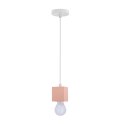 Lampa wisząca Cubick 1xE27 20W biała z różowym akcentem nowoczesna do pokoju dziecka, salonu, kuchni, jadalni, młodzieżowego