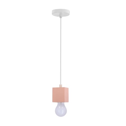 Lampa wisząca Cubick 1xE27 20W biała z różowym akcentem nowoczesna do pokoju dziecka, salonu, kuchni, jadalni, młodzieżowego