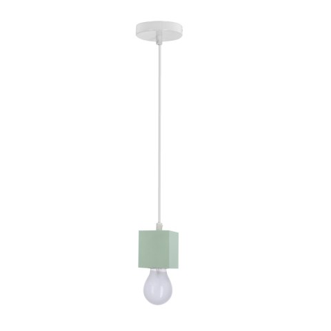 Lampa wisząca Cubick 1xE27 20W biała z zielonym akcentem nowoczesna do kuchni, jadalni, salonu, pokoju młodzieżowego
