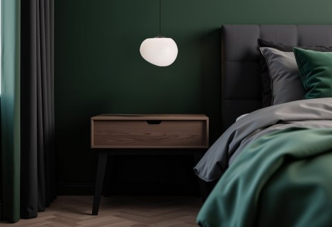 Lampa wisząca STONES 25 cm w stylu Japandi - z białym kloszem inspirowanym kamieniem - minimalistyczne oświetlenie sufitowe do s
