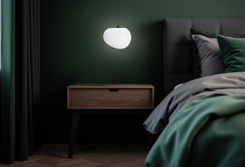 Lampa wisząca STONES 25 cm w stylu Japandi - z białym kloszem inspirowanym kamieniem - minimalistyczne oświetlenie sufitowe do s