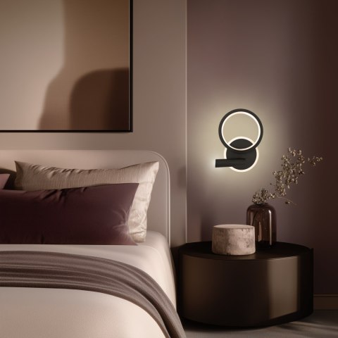 MONET lampa kinkiet koło czarny 18W LED 3000K klosz biały
