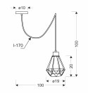 Primo p lampa wisząca czarny+złoty 1x60w e27 klosz czarny