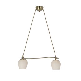 Serano lampa wisząca patynowy 2x60W E27 klosz kremowy