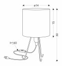 Smally lampa stołowa czarny 1x40 E14 abażur biały