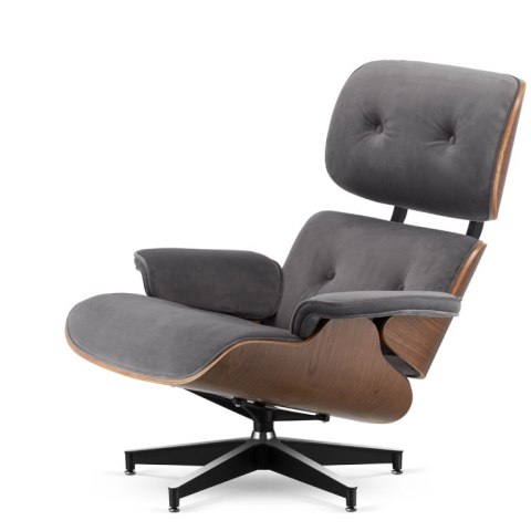 Fotel Biurowy Lucera XL w stylu Lounge Chair Velvet Ciemny orzech Jasnoszary (SWAN-12) Jasnoszary (SWAN-12)