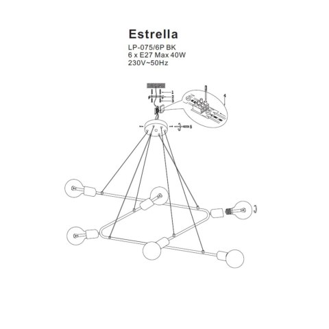 Light Prestige Estrella 6 wisząca czarna