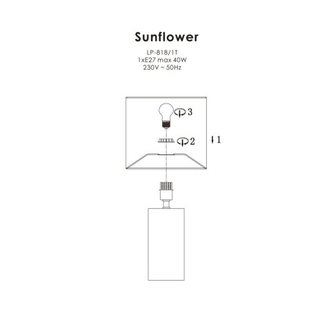 Light Prestige Lampa stołowa Sunflower czarno - transparentna 1xE27