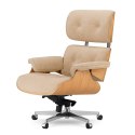 Fotel Biurowy Lucera w stylu Lounge Chair Velvet Jasny orzech Beżowy (SWAN-01) Beżowy (SWAN-01)