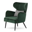 Fotel Randers glamour granatowy velvet - nowoczesny uszak do salonu, czarna podstawa
