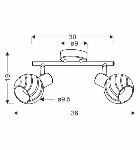 GRANO lampa sufitowa czekoladowy 2x40W E14 klosz biały