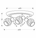 GRANO lampa sufitowa plafon czekoladowy 3x40W E14 klosz biały