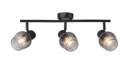 MITURA lampa sufitowa czarny 3x40W E27 klosz dymiony
