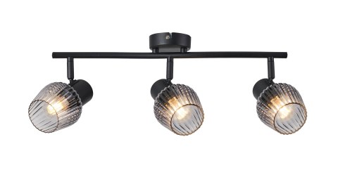 MITURA lampa sufitowa czarny 3x40W E27 klosz dymiony