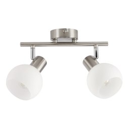 NOVO lampa sufitowa listwa satyna nikiel 2x40W E14 klosz biały
