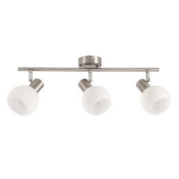 NOVO lampa sufitowa listwa satyna nikiel 3x40W E14 klosz biały
